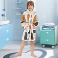 thumbnail image 5 of FORMRS Niños Bathrobe Unisex Hooded Robe Soft Plush Pajamas Sleepwear, Size 7-9T, White Abstract Shapes, 5 of 7