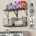 thumbnail image 3 of 2 Pack Laundry Room Shelves Organization and Storage,Wall Mounted Clothes Drying Rack with Wire Mesh Basket Over Washer and Dryer, (Black, 2 Pack), 3 of 7