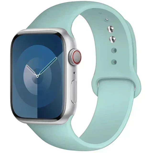Correa de silicona para Apple Watch, pulsera deportiva de 44mm, 45mm, 40mm, 41mm, 42-38mm y 45 mm, serie iwatch 8 7 6 5 4 3 SE 9 Ultra 2 49mm