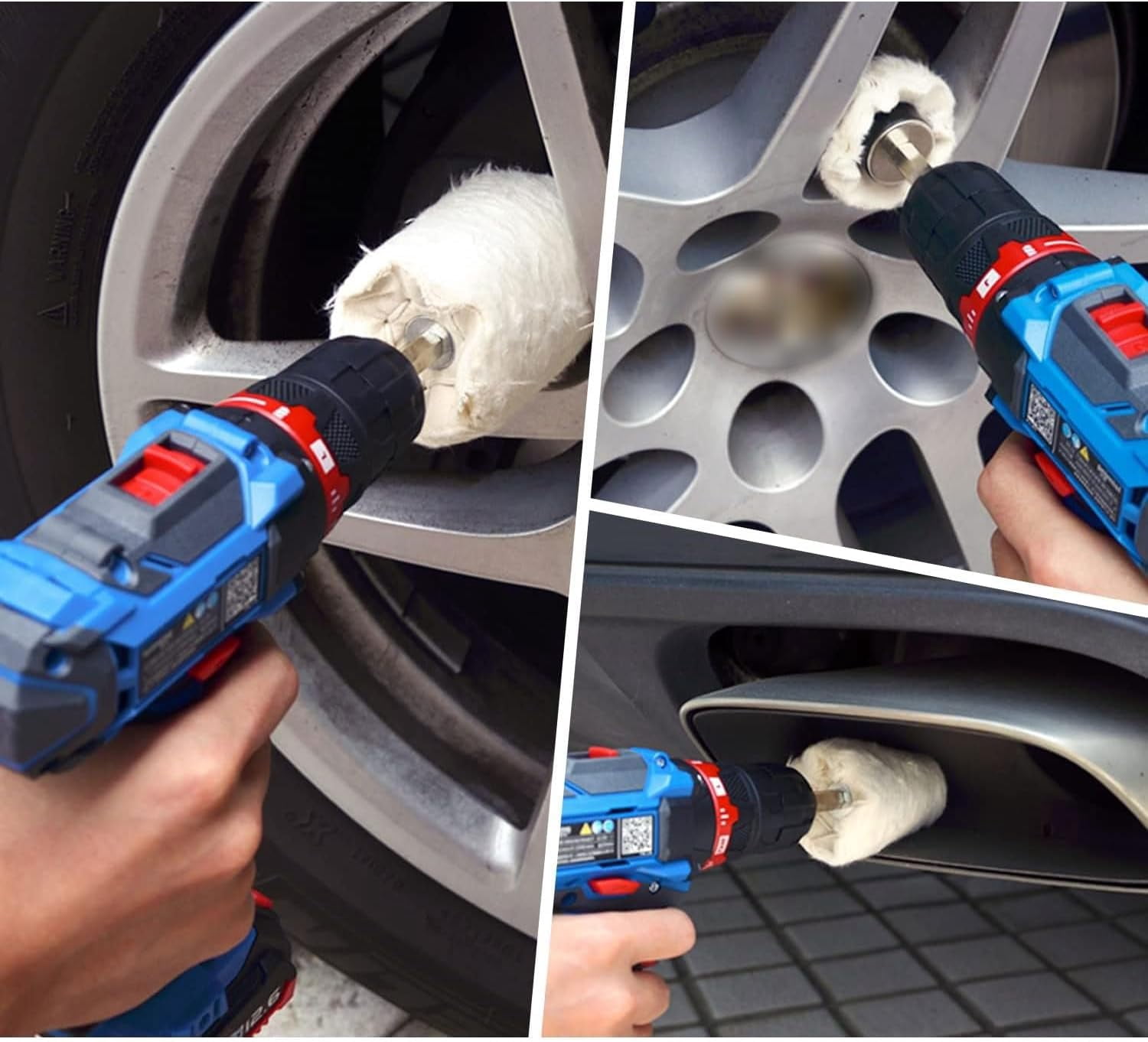 chasenew 10PCS Buffing Wheel for Drill, Flannelette Polishing Wheels Mixed Polish Head Kit with 1/4'' Shaft for Car Wheel Aluminum Stainless Steel Chrome Manifold Washing & Polishing
