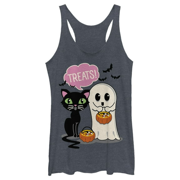 Women's Lost Gods Halloween Treat Friends Racerback Tank Top Navy Blue Heather Medium