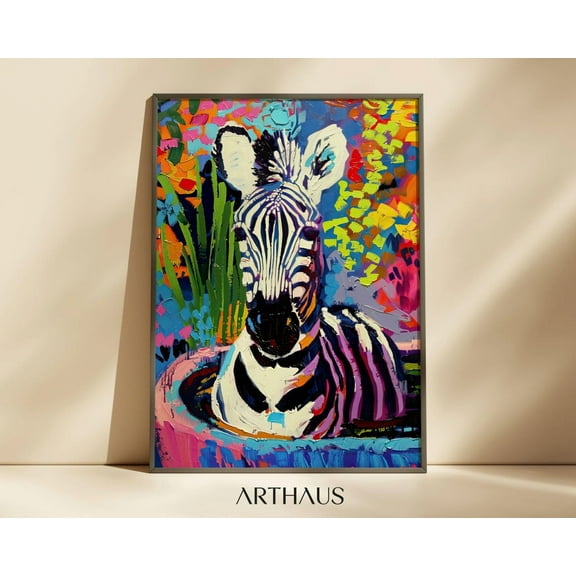 Bathroom Wall Art Dopamine Decor Zebra In Bath Wall Art Trendy Wall Art Colorful Decor Living Room Print, Decor For Living Room Bedroom, 8x12 UNFRAMED