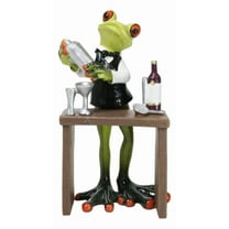 Green Toad Frog Classy Bartender Mixing Cocktail Drinks By The Table Figurine