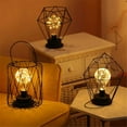 thumbnail image 5 of Lámpara de mesa de alambre de metal negro, luz de noche estilo jaula de cesta de hierro moderna, lámpara de noche retro, luz de estacionamiento, diamante de hierro brillar Hogar, 5 of 5