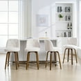 thumbnail image 4 of WOOW DEPOT Button-tufted Swivel Bar Stools Set of 1, 26" Upholstered Linen Fabric Barstools w/ Mid-back Wood Legs Large Seat, Mid Century Modern Bar Chair Island Stool for Kitchen Counter, 4 of 11