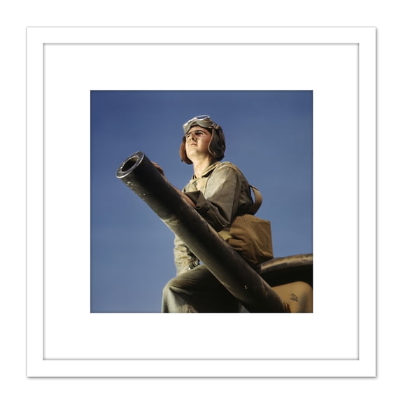 Palmer US Army M3 Tank Crewman Fort Knox 8X8 Inch Square Wooden Framed Wall Art Print Picture with Mount