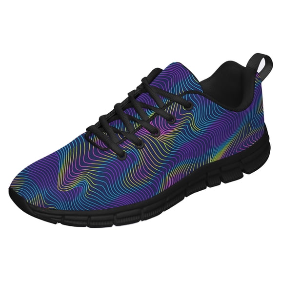 Colored Waves Shoes for Men Women Running Sneakers Breathable Casual Sport Tennis Shoes Gift for Him Her Black Size 3.5