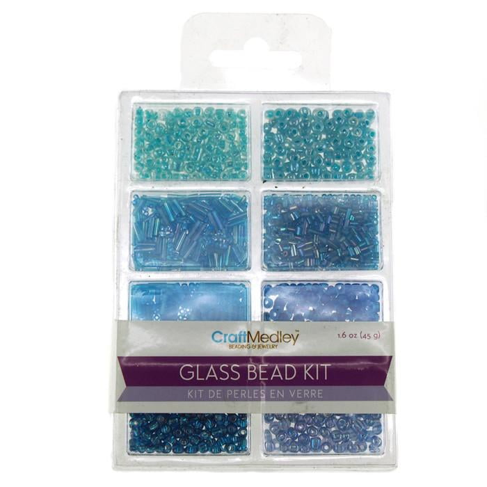 Loose Glass Beads Kit, Blues, 45gram