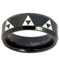 thumbnail image 2 of Tungsten Multiple Zelda Triforce 8mm Glossy Black Polished Beveled Edges Men Ring, 2 of 2