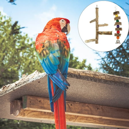 AURARMLET 2Pcs Parrot Wood Perch Stand Bird Cage Hanging Toy for Climbing Indoor Play