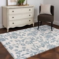 thumbnail image 4 of Farmhouse Flower Large Area Rugs for Bedroom Living Room, Soft Non Slip Carpet Bedside Rug, Botanical Vintage Light Blue Leaf Rectangular Floor Cover Kitchen Accent Rug 3'x5' for Dining Room/Office, 4 of 9