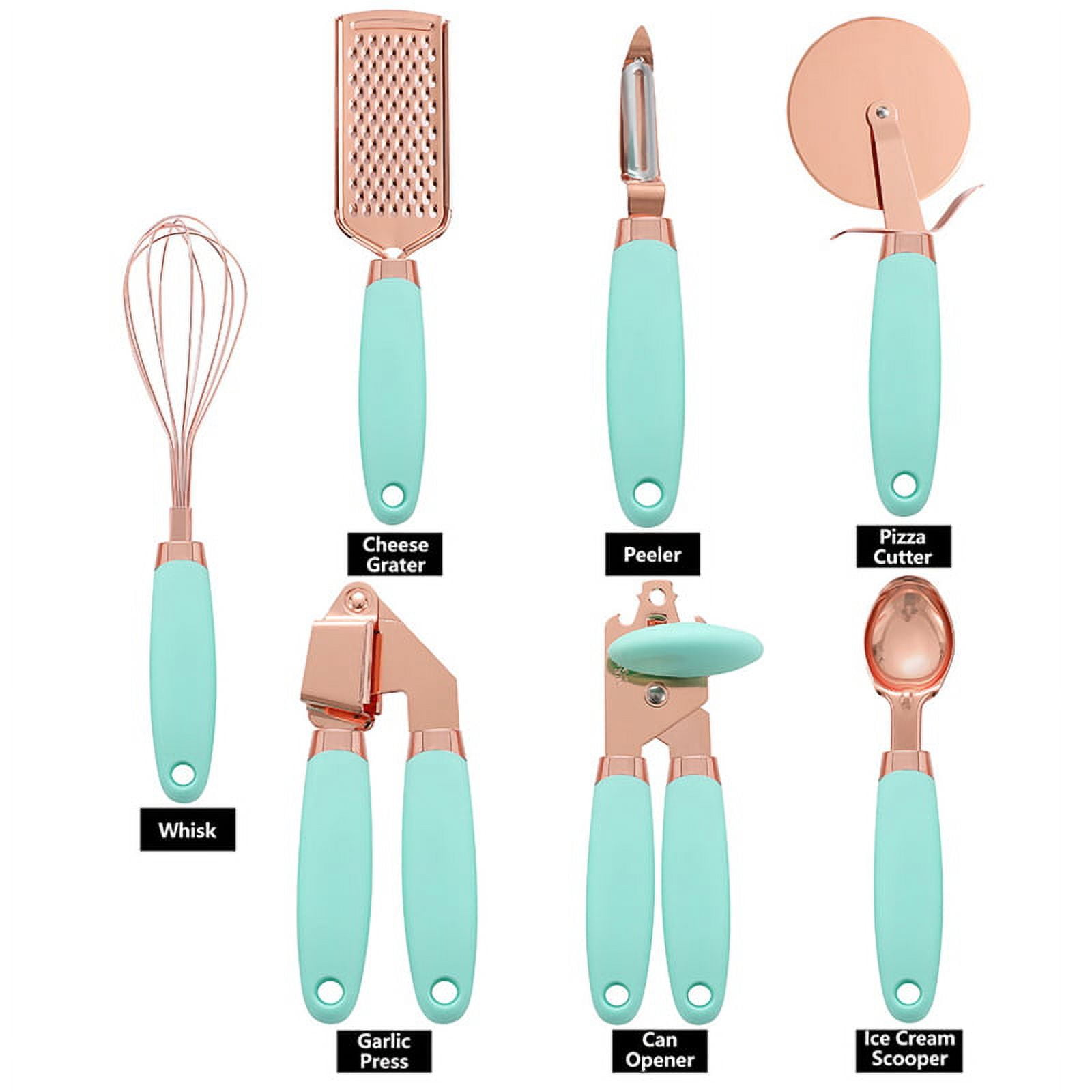 suhongstore 7PC Kitchen Gadget Set Rose Gold Garlic Scoop Peeler Cheese  Grater Kitchenware Kitchen Accessories Cooking Spoons (Color : H) (Color :  H)