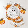 thumbnail image 5 of MEZZALL Girls Halloween Pajama Sets With Sleepwear Two Piece Cozy Short Sleeve Lapel Button Shirts Blouse Tops With Shorts For Toddler Kids Nightwear, 5 of 6