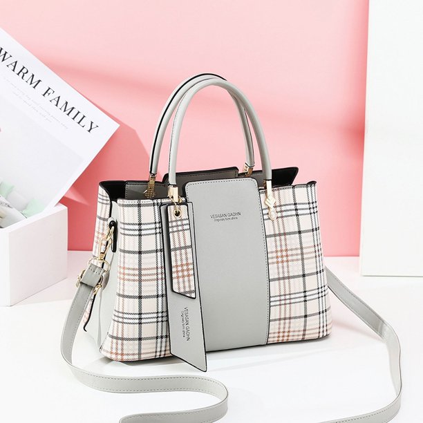 Bolso de mujer estilo cuadros con costuras de moda, bolso de mano de gran capacidad, bolso bandolera de hombro que combina con todo
