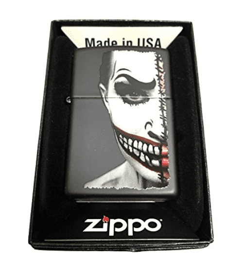Regular Black Matte Half Scary Painted Clown Face Zippo Custom Lighter