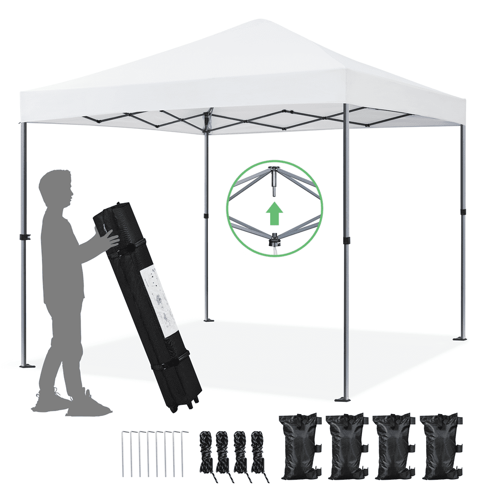 Alden Design 8x8FT Pop-up Canopy with One-Push-To-Lock Setup Mechanism for Outdoor, White