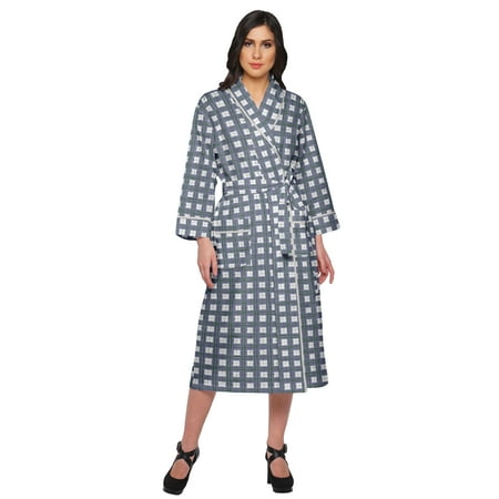

Moomaya Cotton Robe Women Long Printed Cotton Crossover Summer Bathrobes