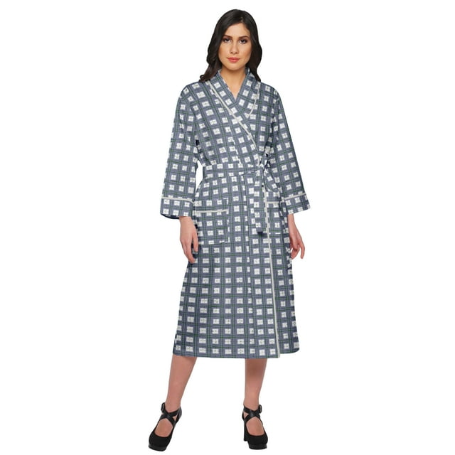 Moomaya Robe de Chambre Imprimée pour Femmes avec Poches Peignoir Filles