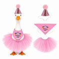 thumbnail image 2 of RUINIXCW Porch Goose Birthday Outfit for 23 inch Cement Plastic Goose Statue Accessories Garden Porch Goose Clothes Crown Hat with Scarf and Tulle Skirt Set Yard Patio Lawn Art Decor (No Goose), 2 of 9