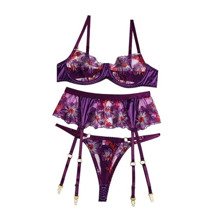 

Bigersell Women Cute Lingerie Women Babydoll Underwear Perspective Mesh Floral Embroidery Sleepwear Intimates With Garter Lingerie Set Ladies Lingerie Nightwear Sleep Lounge Wear