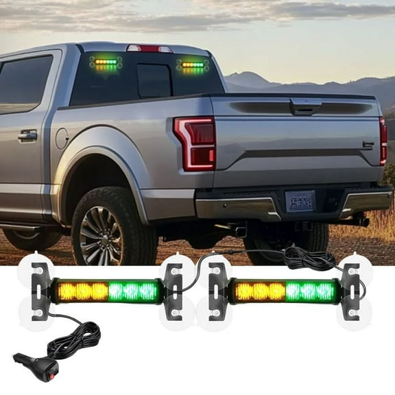 Nilight 12LED Emergency Strobe Advisor Light Bar 2 in 1 Amber Green Dash Warning Safety Flashing Lights Front/Rear Windshield Construction Lights for Trucks Cars