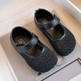 thumbnail image 2 of Gpaecead Girls Woven Mary Jane Flat Shoes Closed Toe Soft Sole Hook And Loop Adjustable Spring Summer Casual Shoes,Black, 2 of 6