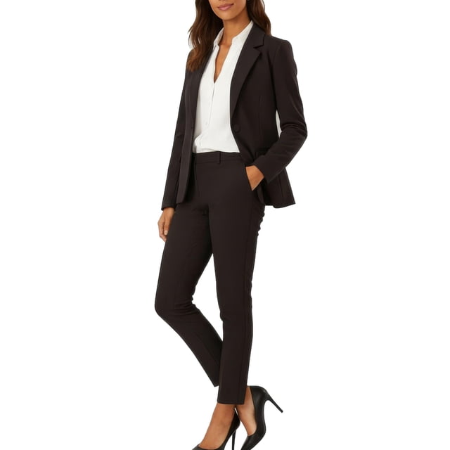 Traje de negocios negro de dos piezas para mujer Marycrafts