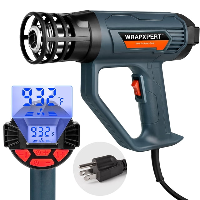 Pistola térmica WRAPXPERT 2000W 50-650°C con pantalla LCD para envoltura de vinilo