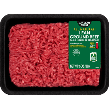 93% Lean / 7% Fat Lean Ground Beef, 1 lb Tray, Fresh, All Natural*