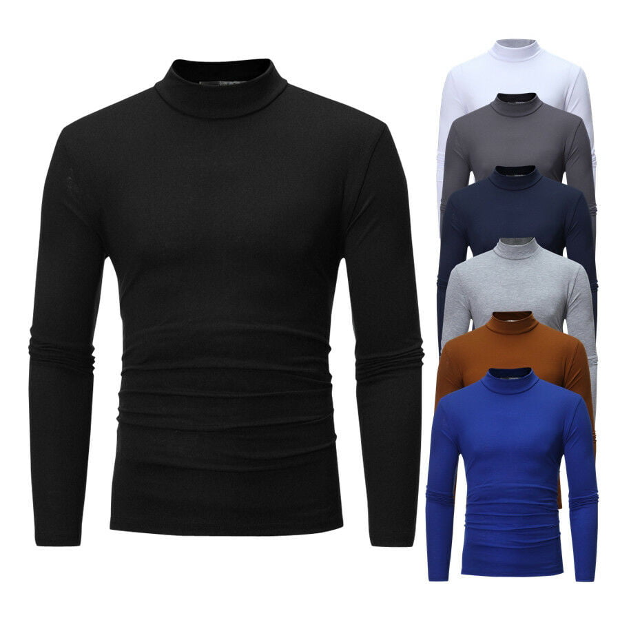 MENS ROLL NECK LONG SLEEVE HIGH QUALITY COTTON TOP NECK TURTLE NECK 1PC ...