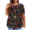 thumbnail image 4 of Vedolay Shein Tops For Women Women's Short Sleeve V Neck Ribbed Knit Button T Shirts Henley Solid Color Summer Tops,Black 32XL, 4 of 5
