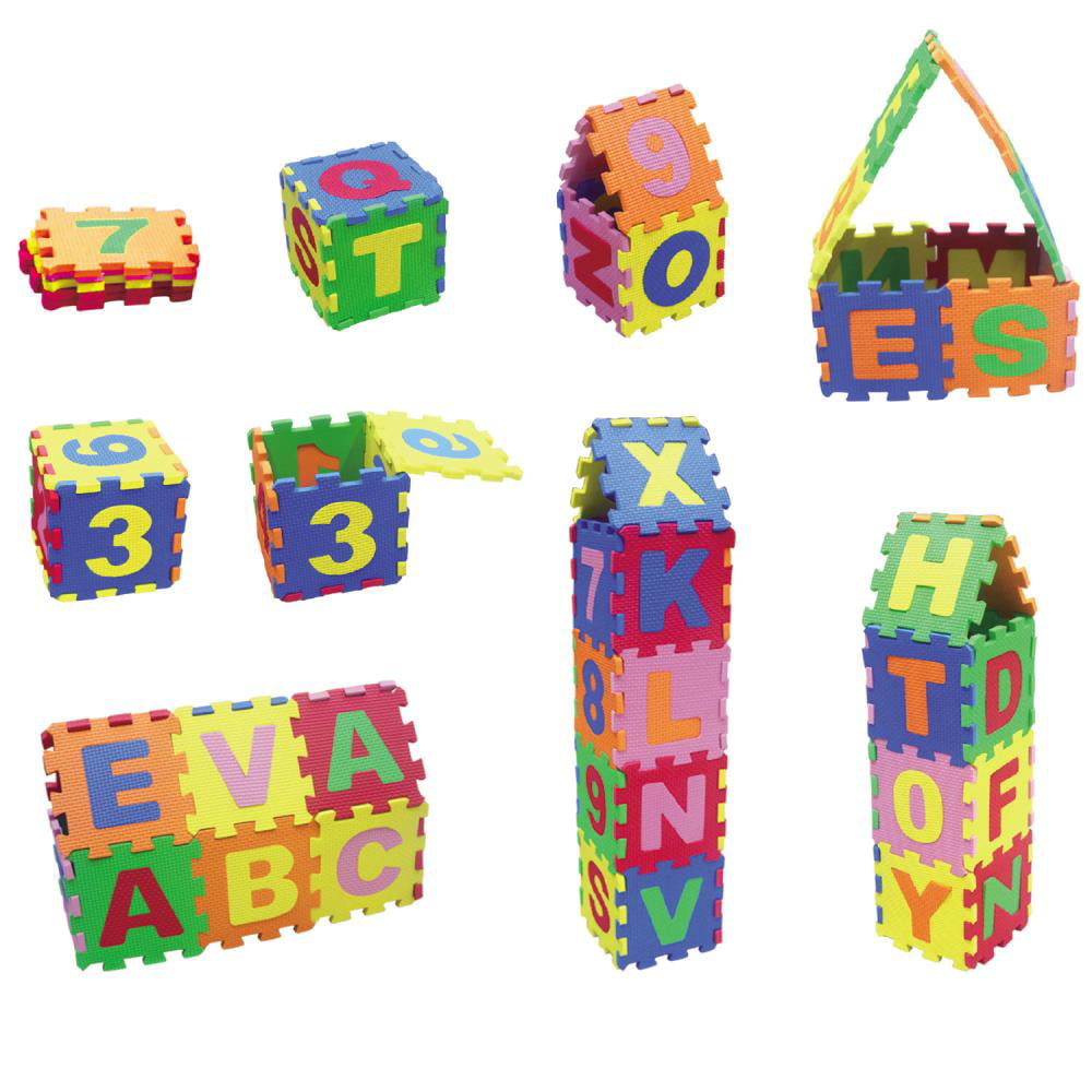 eWonderWorld 36Piece 12” Premium Thick Kids & Toddlers Interlocking Alphabet & Numbers Puzzle Foam Play Mat Floor Tiles 