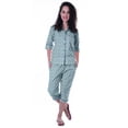 thumbnail image 1 of Moomaya Chemise à Manches 3/4 en Coton Imprimé avec Capri Ensemble de Nuit 2 Pcs pour Femmes, 1 of 7