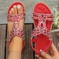thumbnail image 2 of Hopeusnice Sandals for Women Trendy Non-Slip Breathable PU Materials Summer Shoes Flat Heel Women's Sandals Open Toe Soft Roman Boho Style Slip-Resistant Walking Shoes Red 36, 2 of 9