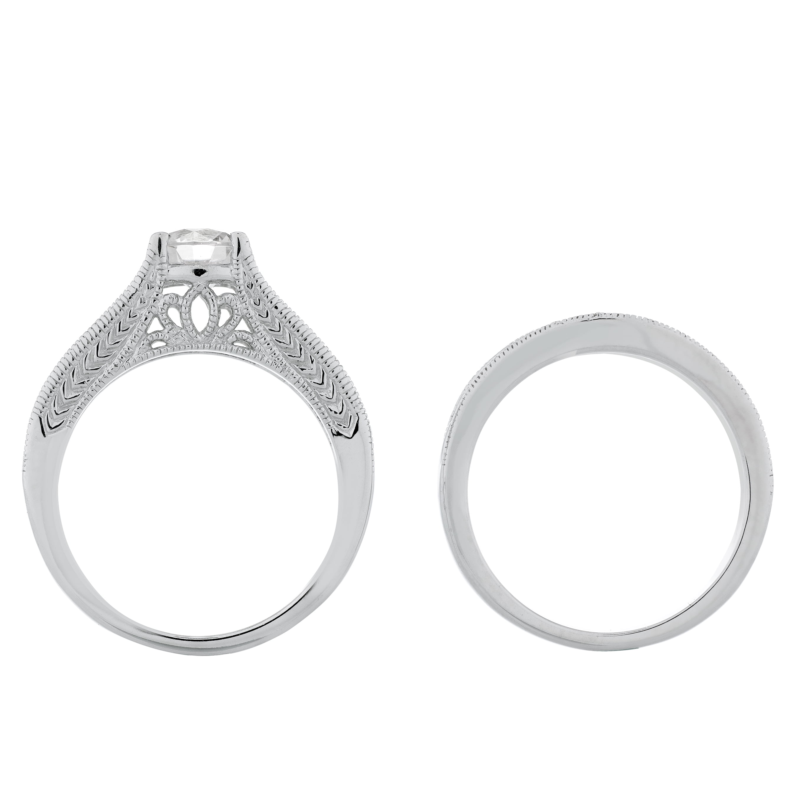 Jay Heart Designs 925 Sterling Silver Simulated White Diamond Bridal Engagement Set