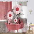 thumbnail image 2 of Red Daisy Flower Shower Curtain, Farmhouse Floral and Butterfly in Bathtub Shower Curtains for Bathroom, Rustic Country Abstract Geometric Floral Bath Decor Bathtub Set with 15 Hooks 70X70in, 2 of 6
