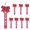 Rose Red, variant on 8 Pieces Cheerleading Ribbon Keychain Charm Set Shimmering Rhinestones Accent Game Day Spirit Fashion Accessories