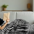 thumbnail image 3 of Animal Soft Flannel Fleece Throw Blanket, Zebras Wildlife Burchell Safari Theme National Park Monochrome Picture, Cozy Plush for Indoor and Outdoor Use, 50" x 60", Black White, by Ambesonne, 3 of 5