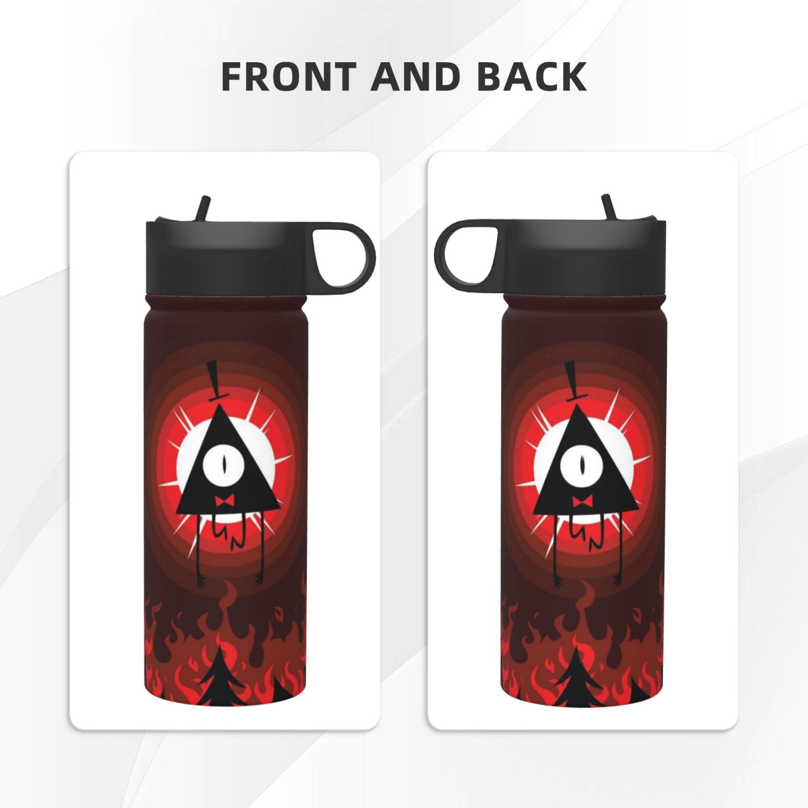 Bill Cipher 18 Oz Insulated Water Bottle Stainless Steel Vacuum Leak Proof Kettle with Straw Lid, Portable Cup for Travel Gym Outdoor Sports School
