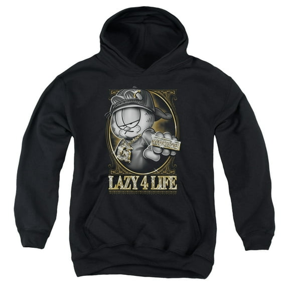 Garfield Lazy 4 Life Youth Pullover Hoodie Sweatshirt Black