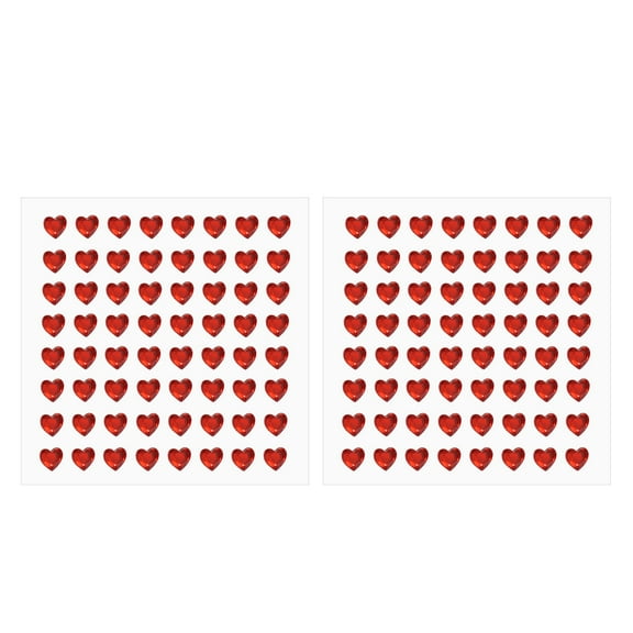 Heart Stickers, Self Adhesive Acrylic Heart Rhinestones Jewel Stickers for Crafting Red 2 Sheet