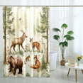 thumbnail image 2 of Hunting Woodland Shower Curtain Country Forest Wildlife Shower Curtains Watercolor Cabin Animal Themed Bathroom Decor Polyester Fabric-72" x 72", 2 of 6