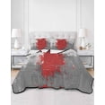 thumbnail image 2 of Quilts Twin Size Bedding Set, Red Cement Gray Lightweight Quilted Comforter, Modern Abstract Art Red Soft Reversible Bedspread Coverlet with Pillow Covers for All Season, 68" x 86", 2 of 7