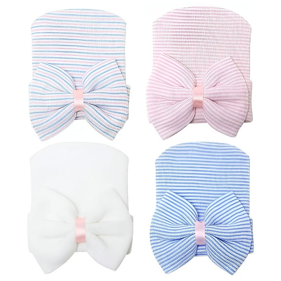 TELOLY Newborn Hats for Baby Girls Hospital Hat Baby Girl Bows and Headbands Infant Beanie Nursery Caps Baby Hats Newborn