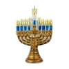 Pack of 8 Blue and Gold Noble Gems Judaica Hanukkah Menorah Glass Ornaments 4.5"