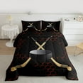 thumbnail image 2 of Homewish Hockey Sport Game Full Size Comforter Sets,Geometric Honceycomb Hexagon Bedding Comforter Set,Black Brown Red Bedding Sets For Boys Kids,Super Cozy Room Decor Reversible,3pcs, 2 of 8