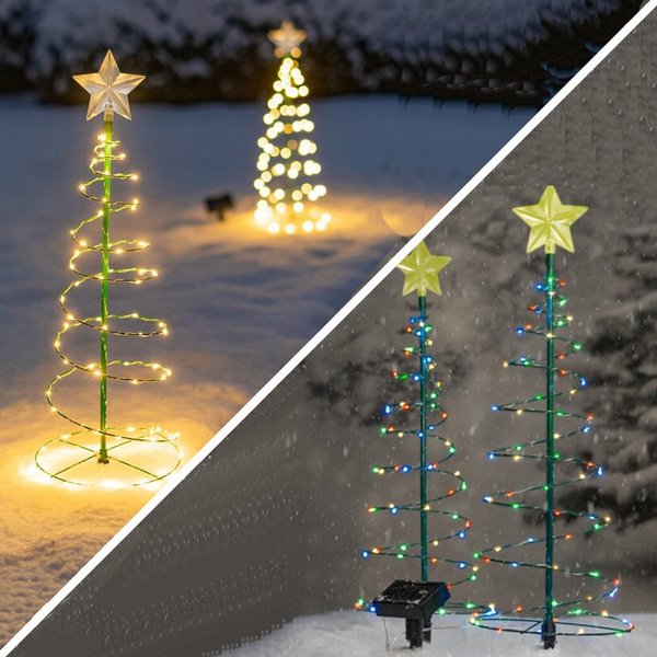 Kakidly Christmas Tree LED Light Spiral Solar Powered String Lights