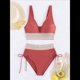 thumbnail image 3 of Bikini de Dos Piezas para Mujer, Cintura Alta, Cuello Halter, Traje de Baño, Color Rojo Ladrillo, Talla S, 3 of 7