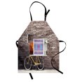 thumbnail image 1 of Bicycle Apron Past Times Aesthetic Road Bike Lean Brick Wall Outdoor Daily Town Life Photo, Unisex Kitchen Bib Apron with Adjustable Neck for Cooking Baking Gardening, Grey Yellow Red, by Ambesonne, 1 of 3