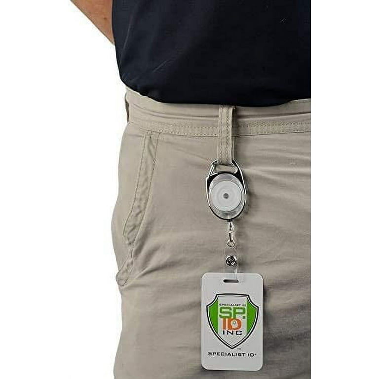 2 Pack - Specialist ID Premium Retractable Badge Reels with Carabiner Belt  Loop Clip and ID Holder Strap by Specialist ID (White) 